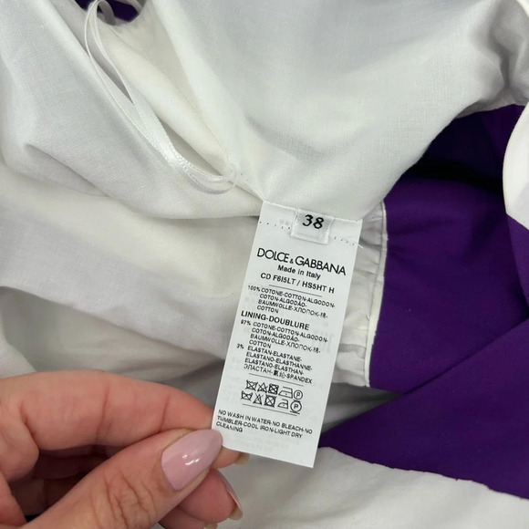 Dolce & Gabbana Monte Carlo Exclusive Je’ Taime Purple White Stripe Wrap Midi 38 - Picture 7 of 13